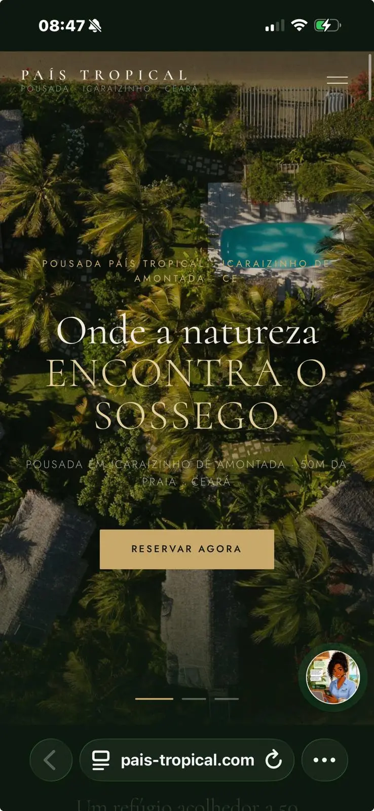País Tropical — site, versão mobile